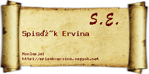 Spisák Ervina névjegykártya